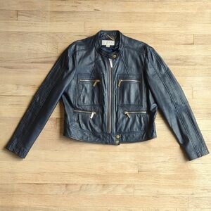 Michael Kors Navy lamb Leather Jacket XL